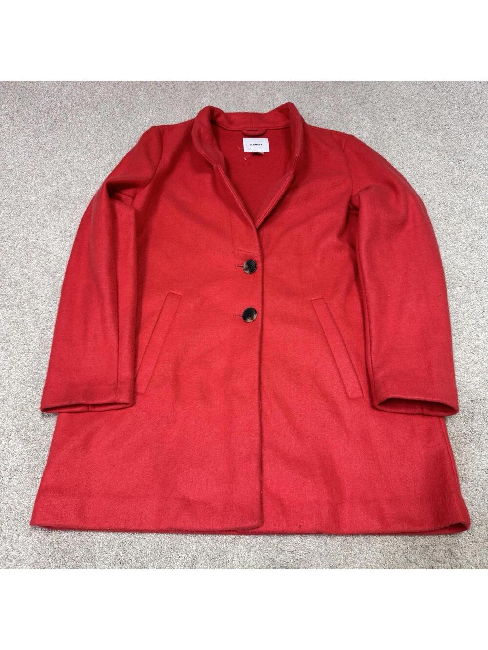 Old Navy Red Wool Blend Coat Medium